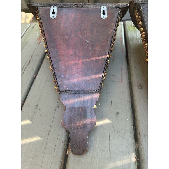 Set of 2 wicker wall shelves sconces plant holders display jute wood pair hang - Picture 15 of 16